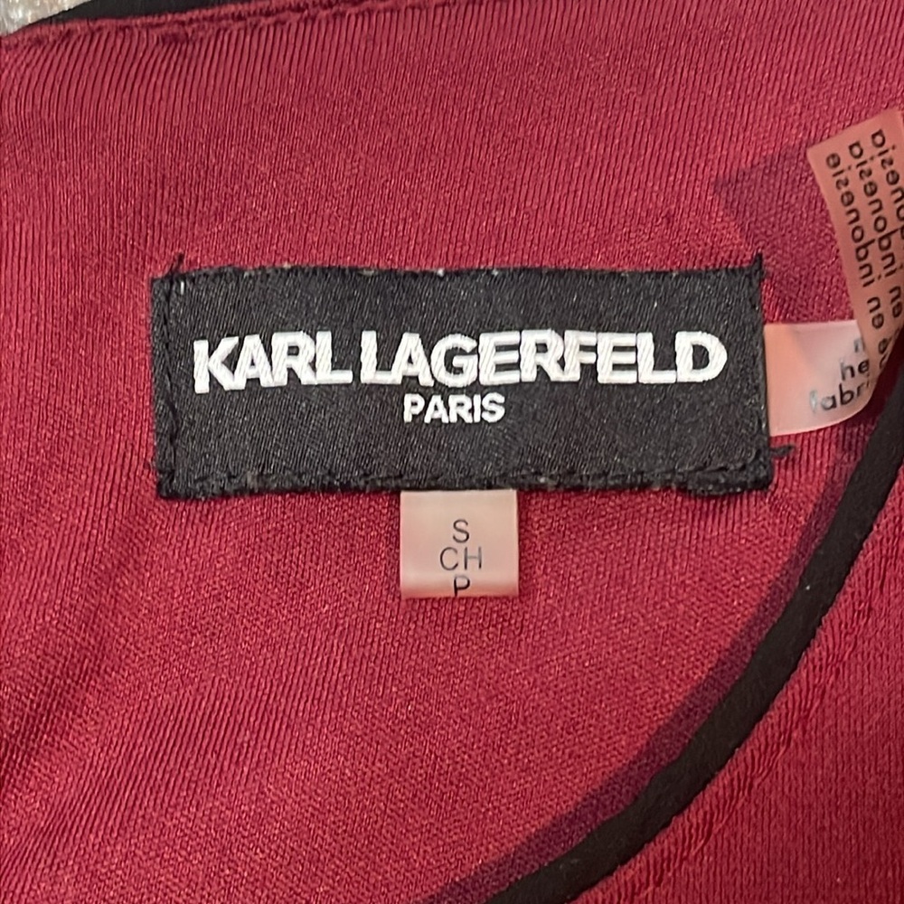 Karl Lagerfeld Top Womens Small Magenta Pink 3/4 Sleeve Flutter Cuff‎ Keyhole - Picture 2 of 6